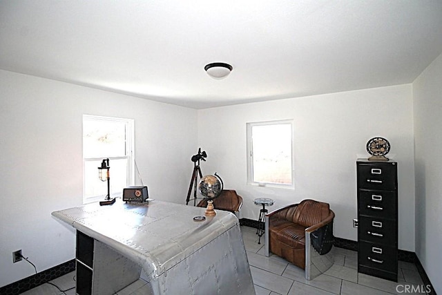 office with light tile patterned floors