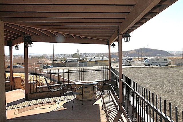 deck with a mountain view