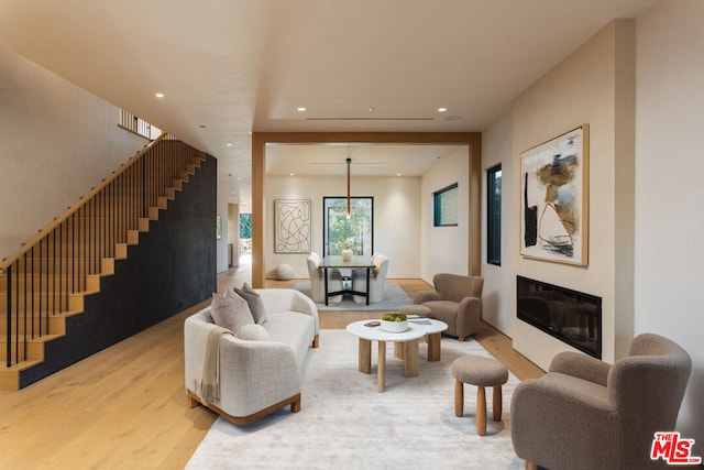 living room with light wood-type flooring