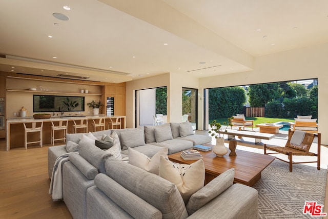 living room featuring light wood-type flooring