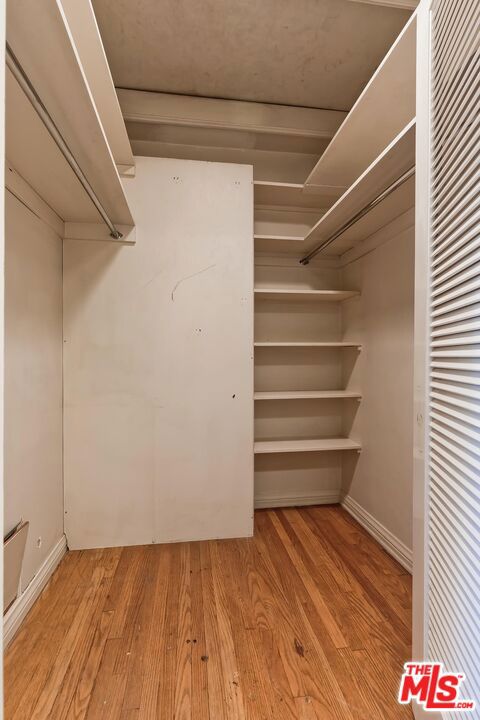 spacious closet with light hardwood / wood-style floors