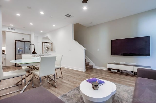 living room featuring light hardwood / wood-style flooring