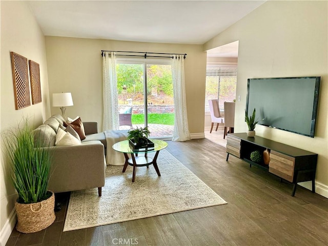 living room with hardwood / wood-style floors