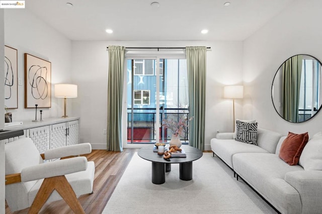 living room featuring light hardwood / wood-style flooring