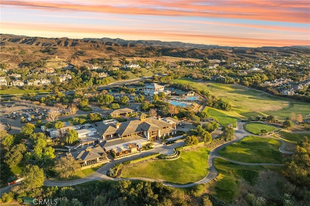 view of aerial view at dusk