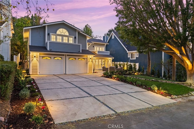 view of front property with a garage