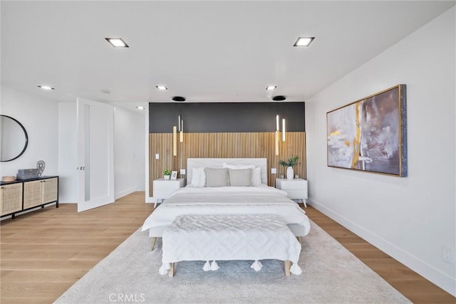 bedroom featuring light hardwood / wood-style flooring