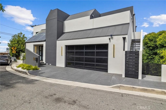 contemporary home with a garage