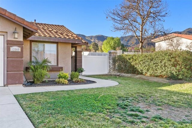 view of yard featuring a mountain view