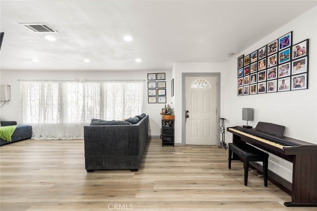 living room featuring light hardwood / wood-style flooring