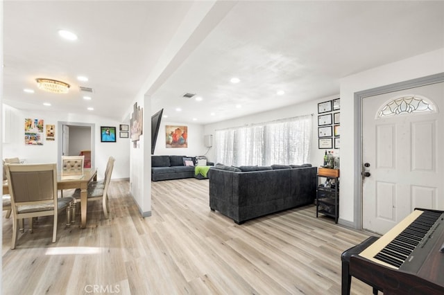 living room featuring light hardwood / wood-style flooring