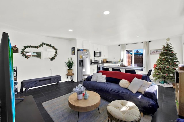 view of tiled living room