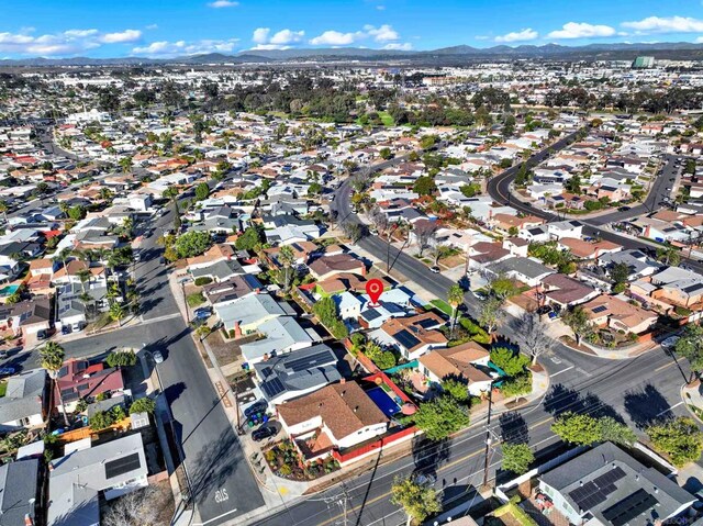 aerial view featuring a mountain view