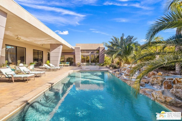 view of pool featuring a patio area