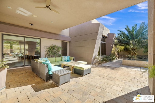 view of patio / terrace with an outdoor hangout area and ceiling fan