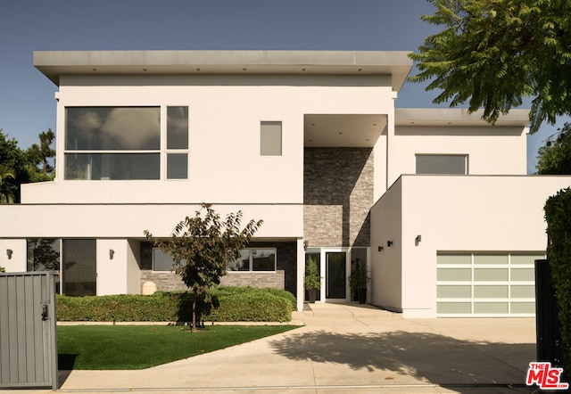 contemporary house featuring a garage