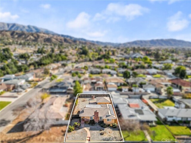 aerial view with a mountain view