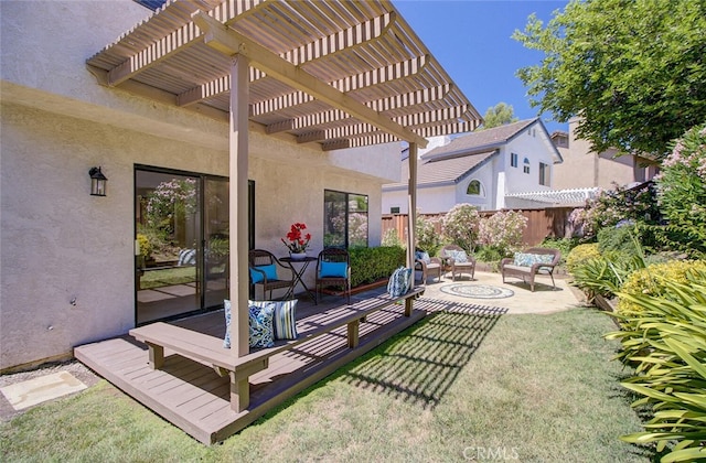 view of patio / terrace featuring a pergola