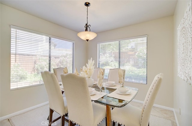 view of tiled dining space