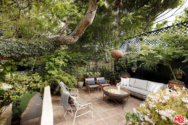 view of patio / terrace with an outdoor living space