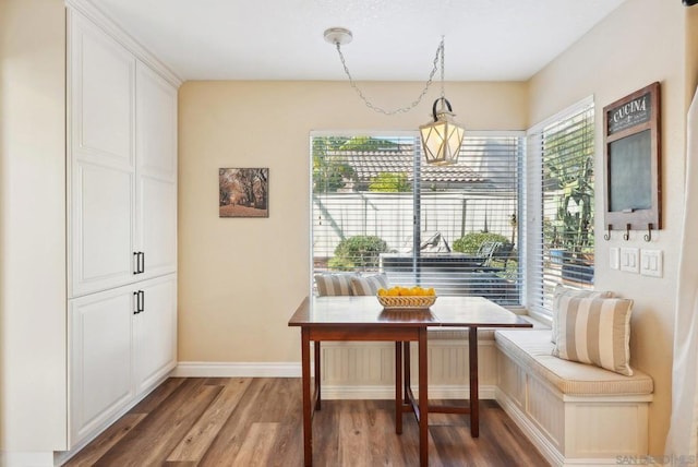 dining area featuring hardwood / wood-style floors and breakfast area