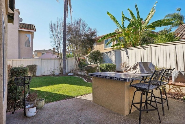 view of patio / terrace featuring exterior bar