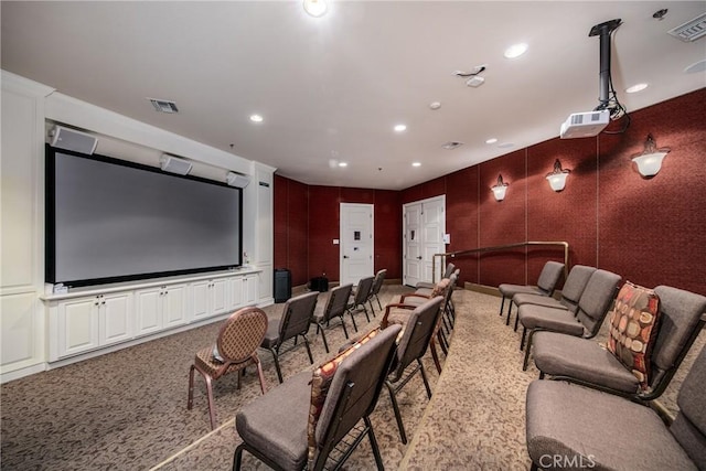 view of carpeted home theater