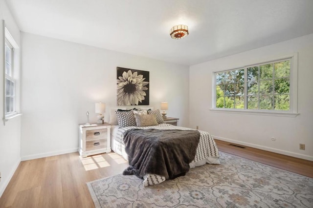 bedroom with light hardwood / wood-style flooring