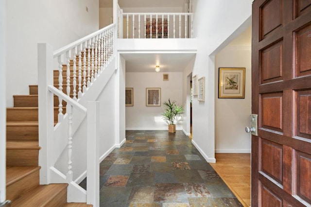 entryway featuring a towering ceiling