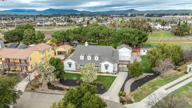 aerial view with a mountain view