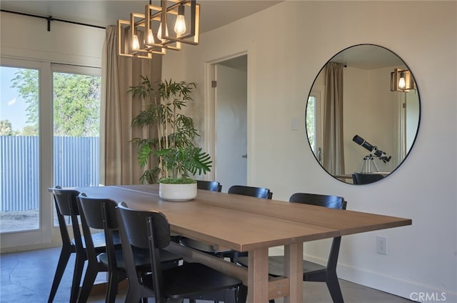 dining room featuring a chandelier