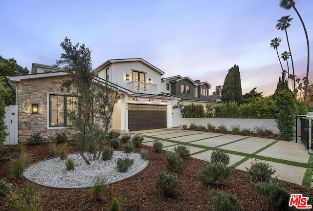 view of front of house with a garage