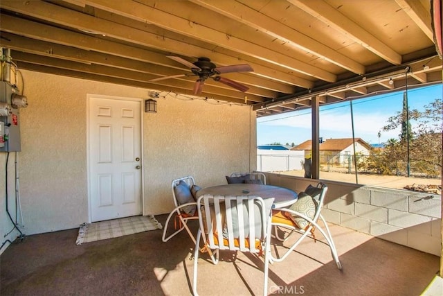 view of patio with ceiling fan