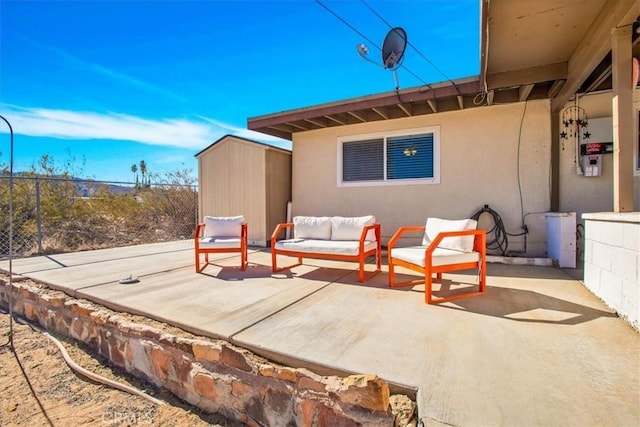 view of patio with an outdoor living space