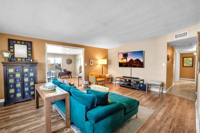 living room with hardwood / wood-style flooring