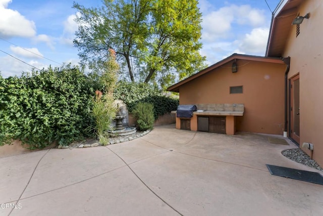 view of property exterior with a patio