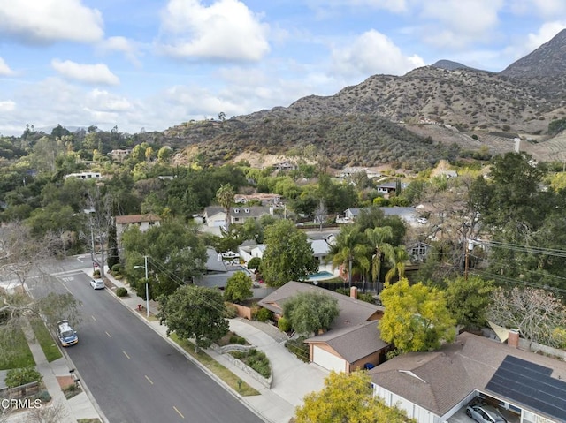 bird's eye view featuring a mountain view