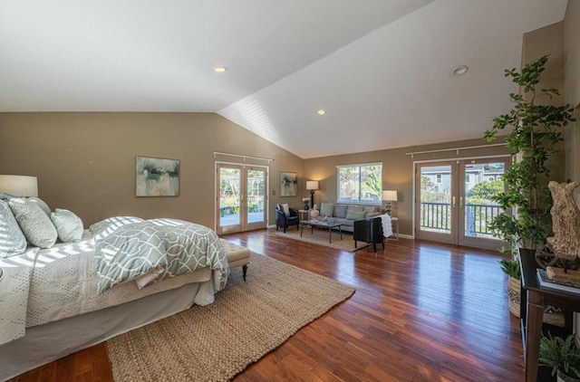 bedroom featuring access to outside, french doors, and multiple windows