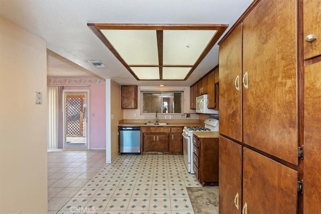 kitchen featuring sink and white appliances