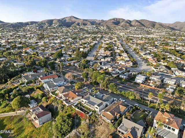 drone / aerial view with a mountain view