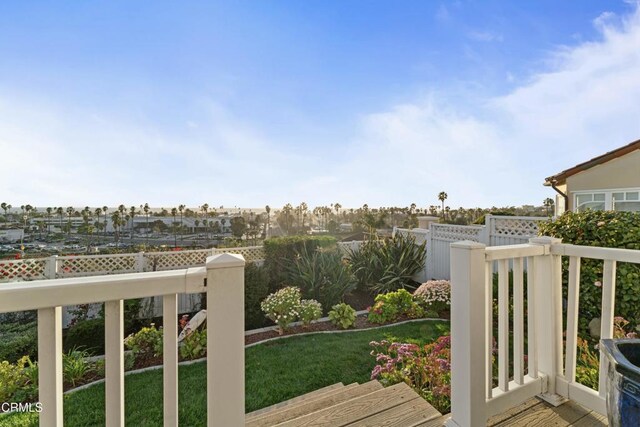 view of yard featuring a deck