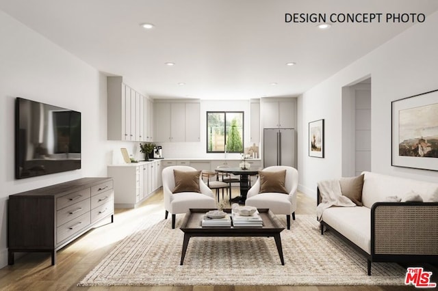 living room featuring light hardwood / wood-style floors