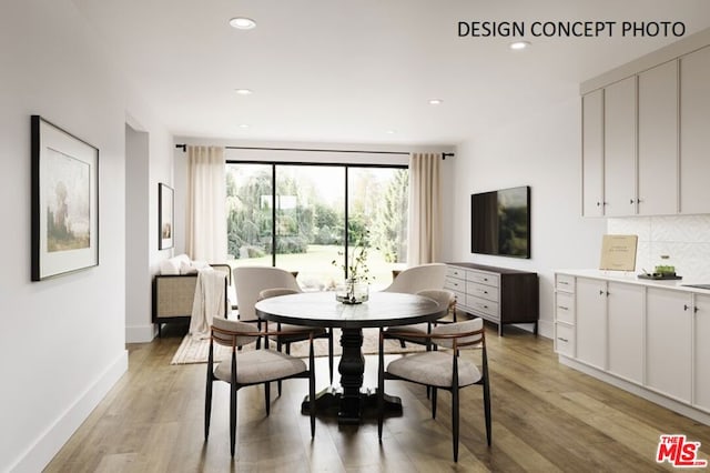 dining area featuring light hardwood / wood-style flooring