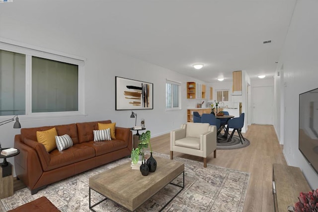 living room featuring light hardwood / wood-style flooring