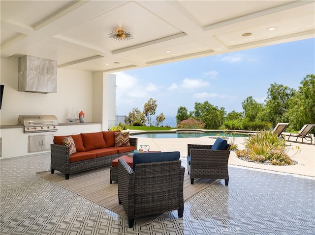 view of patio / terrace featuring area for grilling and an outdoor living space