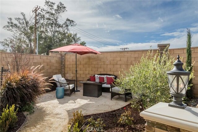 view of patio with an outdoor living space