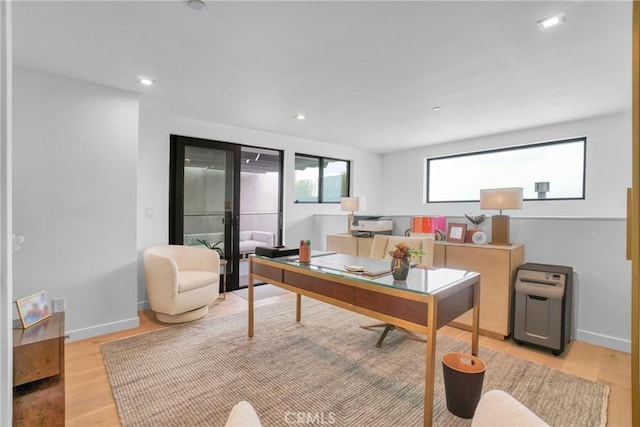 home office featuring light wood-type flooring