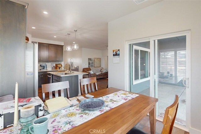 dining area with sink