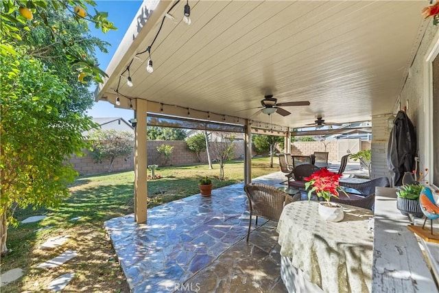 view of patio with ceiling fan