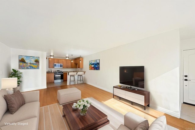 living room featuring light hardwood / wood-style floors